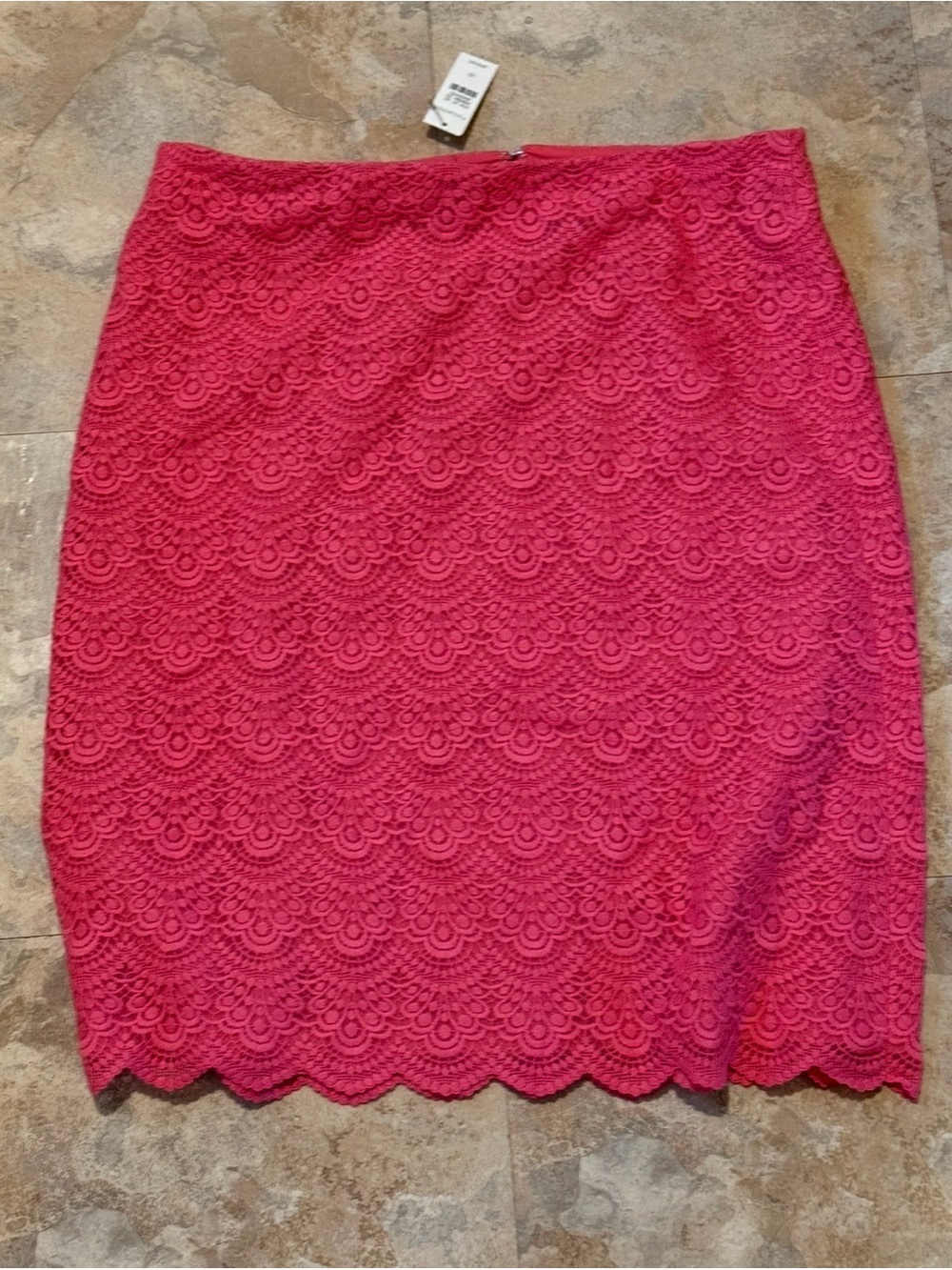Talbots NWT Lace Pencil Skirt in Fuchsia Pink size 10